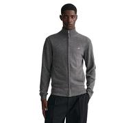 GANT Cardigan zippé en laine d'agneau très fine, 90 Charcoal Melange, XXL