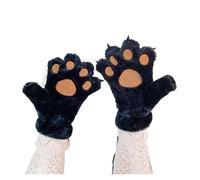 Gant Chaud Gants d'hiver en fourrure épaisse for filles, motif griffes de chat mignon, chauds, forme gros ours(Black)