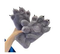 Gant Chaud Gants d'hiver en fourrure épaisse for filles, motif griffes de chat mignon, chauds, forme gros ours(Grey)