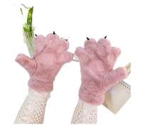 Gant Chaud Gants d'hiver en fourrure épaisse for filles, motif griffes de chat mignon, chauds, forme gros ours(Pink)