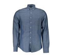 Gant - Chemise Bleue Manches Longues Col Italien - Homme - Chemises - Bleu - Taille: S