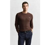 GANT Classic Cable Knit Sweater Brown Melange Taille: XXL | Pulls Outlet | Homme | Marron