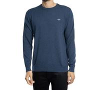 GANT Col en C en Coton Classique Sweater, Mélange de Jeans Bleu foncé, L Homme