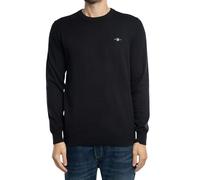 GANT Col en C en Coton Classique Sweater, Noir, L Homme