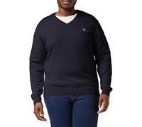 GANT Col en V en Coton Classique Sweater, Bleu Nuit, L Homme