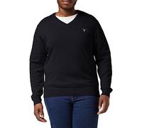 GANT Col en V en Coton Classique Sweater, Noir, L Homme