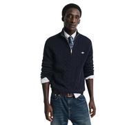 GANT Cordon en Coton avec Demi-Fermeture éclair Pull-Over, Bleu Nuit, L Homme