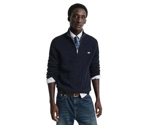 GANT Cordon en Coton avec Demi-Fermeture éclair, Bleu Nuit, L