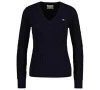 GANT Cordon en Coton Stretch col en C Sweater, Bleu Nuit, L Femme