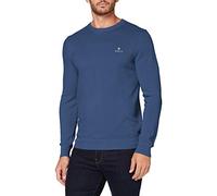 GANT Coton piqué col en C Sweater, Bleu Denim chiné, S Homme