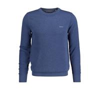 GANT Coton piqué col en C Sweater, Bleu Denim chiné, XL Homme
