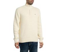 GANT Coton texturé Demi-Fermeture éclair Pull-Over, crème, M Homme