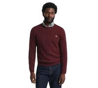 Gant Cotton Cable C-Neck Pull Homme, Bordeaux chiné, Large
