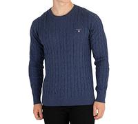 GANT Cotton Cable C-Neck, Pull-Over Homme, Dark JEANSBLUE Melange,