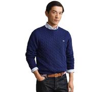 GANT Cotton Cable C-Neck Sweater, Bleu Marine Riche, M Hommes