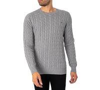 GANT Cotton Cable col en C Sweater, Gris, L Homme