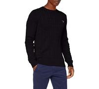 GANT Cotton Cable col en C Sweater, Noir, S Homme
