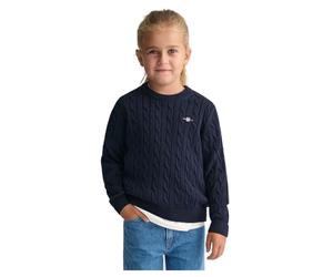 GANT Cotton Cable Shield Crew Pull-Over, Evening Blue, 98-104 Enfant Unisexe