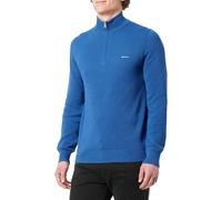 GANT Cotton Pique Half Zip Pull-Over, Bleu Vif, S Homme