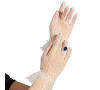 Gant court en dentelle Gant en dentelle 1 pièce blanc transparent femme court mariage(White polka gloves)