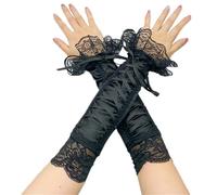 Gant court en dentelle Gants de mariage à manches for femmes, cosplay, spectacle sur scène, dentelle(Black)