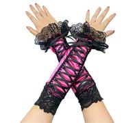 Gant court en dentelle Gants de mariage à manches for femmes, cosplay, spectacle sur scène, dentelle(Color 01)