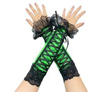 Gant court en dentelle Gants de mariage à manches for femmes, cosplay, spectacle sur scène, dentelle(Green)