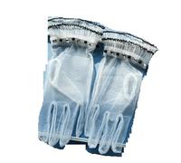 Gant court en dentelle Gants de mariée blancs cassés en dentelle perlée et maille légère for femme, accessoires spectacle bal