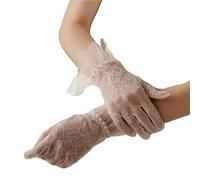 Gant court en dentelle Gants de mariée courts en dentelle et perles for banquet mariage(White)