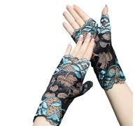 Gant court en dentelle Gants en dentelle à la mode, protection solaire, demi-doigts for femmes, fins et élégants, for danse de marin, carrés, demi-exposés(Color 03)