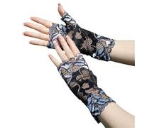 Gant court en dentelle Gants en dentelle à la mode, protection solaire, demi-doigts for femmes, fins et élégants, for danse de marin, carrés, demi-exposés(Color 02)