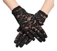 Gant court en dentelle Gants en dentelle for femmes, conduite, soirée, mariée, protection solaire, mitaines ajourées(Black)