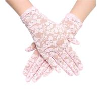Gant court en dentelle Gants en dentelle for femmes, conduite, soirée, mariée, protection solaire, mitaines ajourées(Pink)