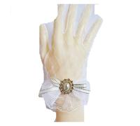 Gant court en dentelle Gants en dentelle for femmes, manches roses, style maille noire transparente, fins et respirants(White1)