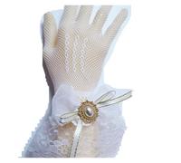Gant court en dentelle Gants en dentelle for femmes, manches roses, style maille noire transparente, fins et respirants(White)