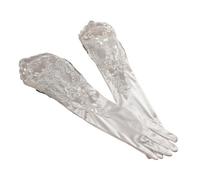 Gant court en dentelle Gants en dentelle satinés longueur coude blancs for mariage, fête de Noël(Color 02)