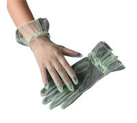 Gant court en dentelle Gants en tulle transparents for femmes, courts, doigts complets, gaze, dentelle, mariage, ultra fins, maille(Light green)
