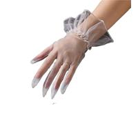 Gant court en dentelle Gants en tulle transparents for femmes, courts, doigts complets, gaze, dentelle, mariage, ultra fins, maille(White)