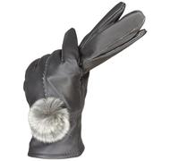 Gant Cuir Femme Manteau D'Hiver Chaud Pour Femme, Doublé De Fausse Peau De Mouton Et Orné De Gros Pompons - Gris Foncé