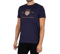 GANT REG Tonal Shield SS T-Shirt, Evening Blue, XXL Homme