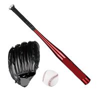 Gant de Baseball Ensemble d'entraînement Sportif de Baseball, Batte en Alliage d'aluminium, Gant, équipement Softball à Domicile(Red Set)