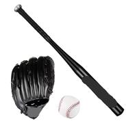 Gant de Baseball Ensemble d'entraînement Sportif de Baseball, Batte en Alliage d'aluminium, Gant, équipement Softball à Domicile(Black Set)