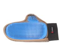 Gant de brossage avec picots métal taupe et bleu pour chien