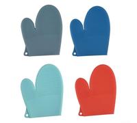 Gant de cuisine en silicone résistant à la chaleur pour la cuisine et le barbecue avec motif antidérapant pour une prise en main sûre et sûre (gris)