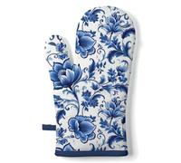 Gant De Cuisine Floral Bleu 18 X 30 Cm