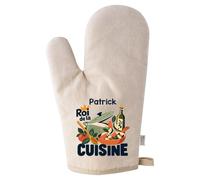 Gant de Cuisine Patrick Roi de la Cuisine | Idée Cadeau Anniversaire Noël | Taille Unique 17 × 26 cm Dos Matelassé | Four Barbecue Pâtisserie Plancha