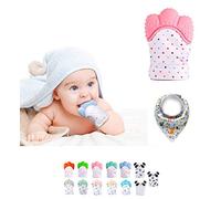 Gant de Dentition Bébé - Gants Dentition Bébé en Silicone - Gant de Dentition Bebe - Gant Dentaire et Gant Dentition pour Bien-être du Bébé 0 à 12 mois - Soulager Dents Bebe + ÉCHARPE BÉBÉ