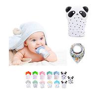 Gant de Dentition Bébé - Gants Dentition Bébé en Silicone - Gant de Dentition Bebe - Gant Dentaire et Gant Dentition pour Bien-être du Bébé 0 à 12 mois - Soulager Dents Bebe + ÉCHARPE BÉBÉ
