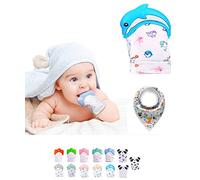 Gant de Dentition Bébé - Gants Dentition Bébé en Silicone - Gant de Dentition Bebe - Gant Dentaire et Gant Dentition pour Bien-être du Bébé 0 à 12 mois - Soulager Dents Bebe + ÉCHARPE BÉBÉ