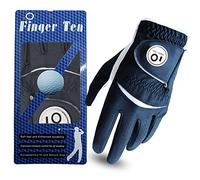 Gant De Golf Homme Main Gauche Droite Cuir avec Marqueur De Balle Value Pack, Gants Durable Doux Confortable S M ML L XL Bleu Foncé Rouge Marron (M-Main Gauche(Worn on Left Hand), Bleu foncé)